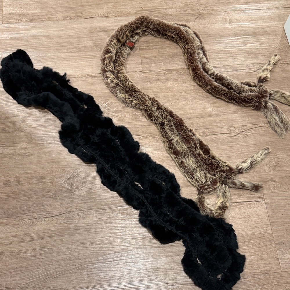 Danier Black and Brown Fur Scarves